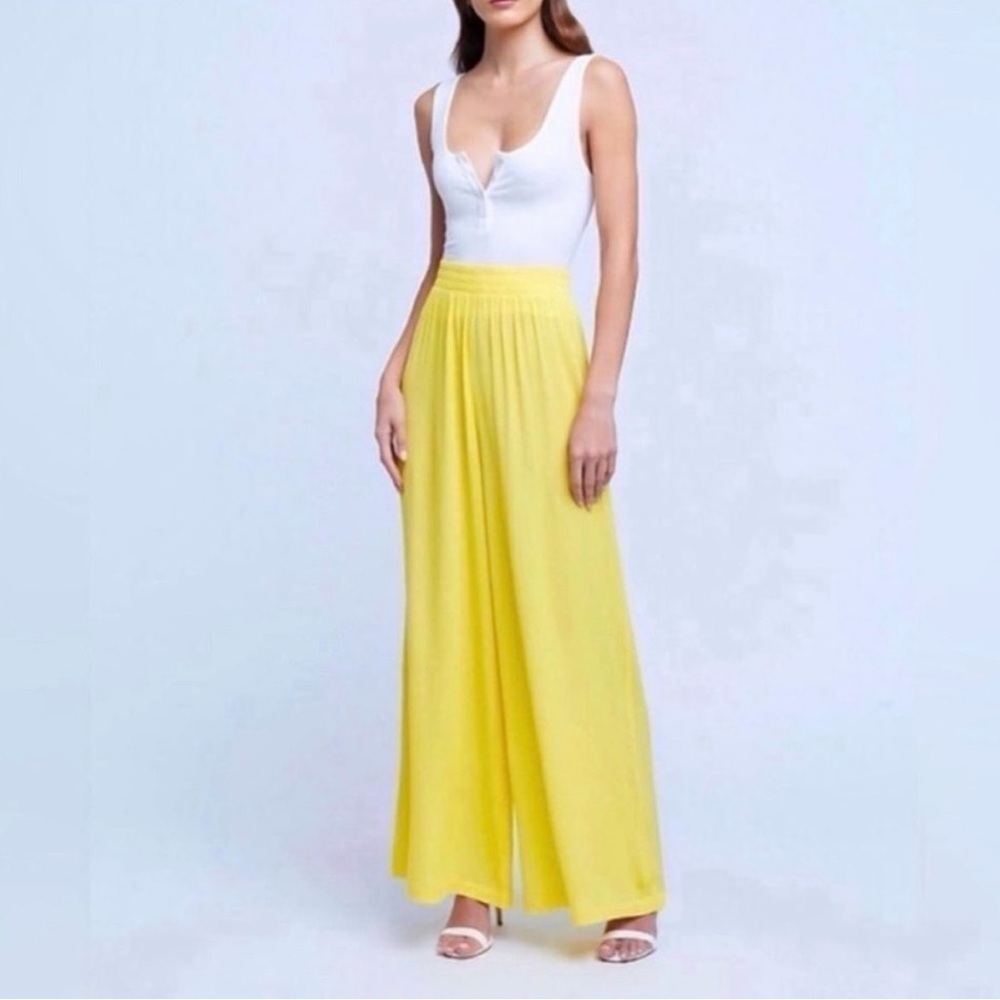 L'Agence Nikita Wide Leg Palazzo Pant Elastic Waist Yellow Womens Medium